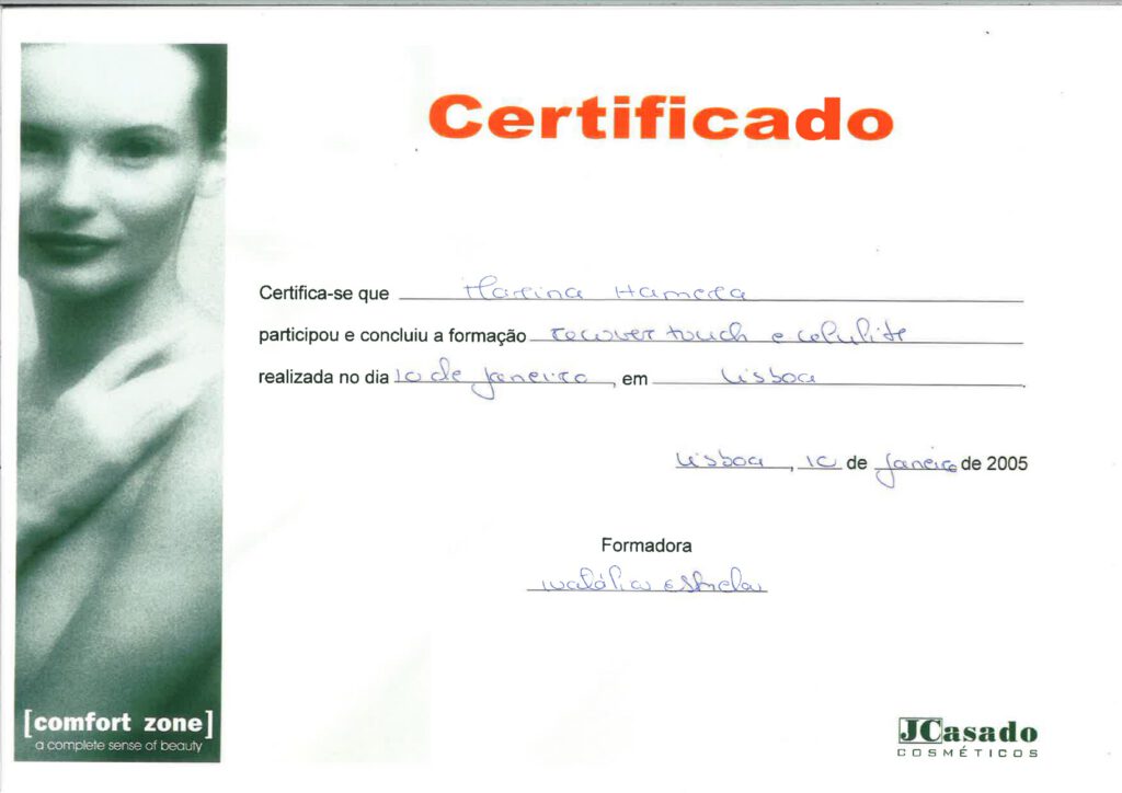 Certificado – Massagem Touch e Celulite